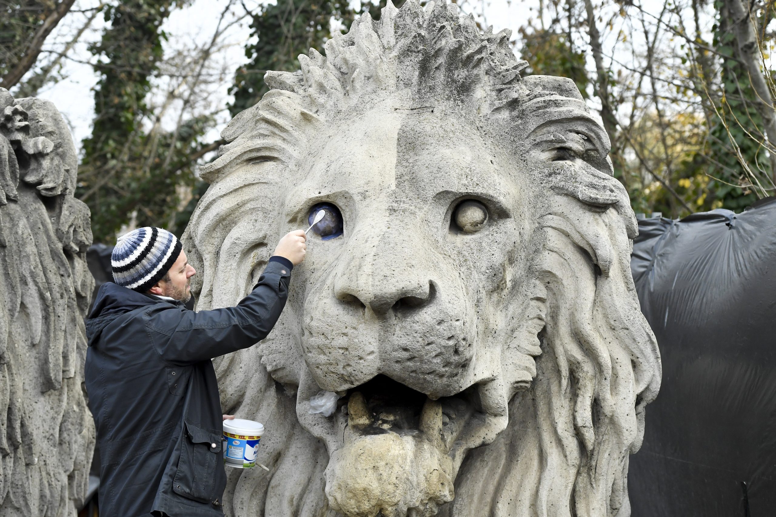 Meticulous Restoration of Iconic Chain Bridge Lions - PHOTOS!