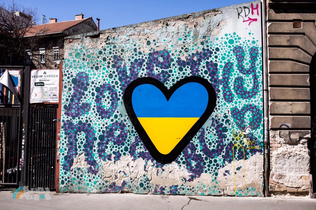 Heart Mural in Budapest Painted Colors of Ukrainian Flag post's picture