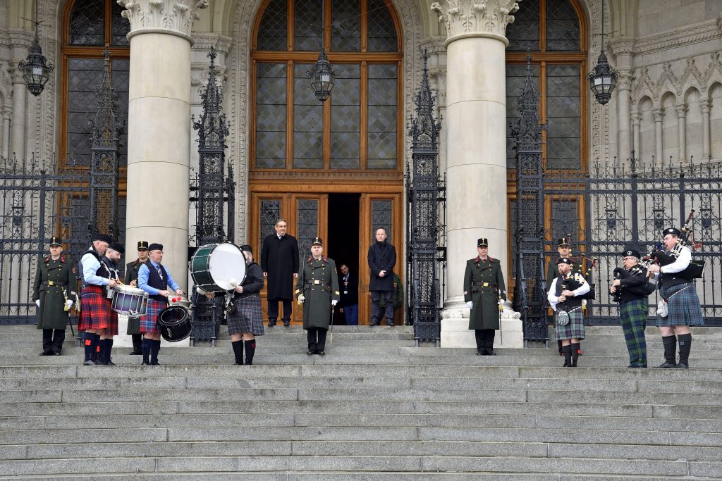Change of Guard with Bagpipes in front of Hungarian Parliament post's picture