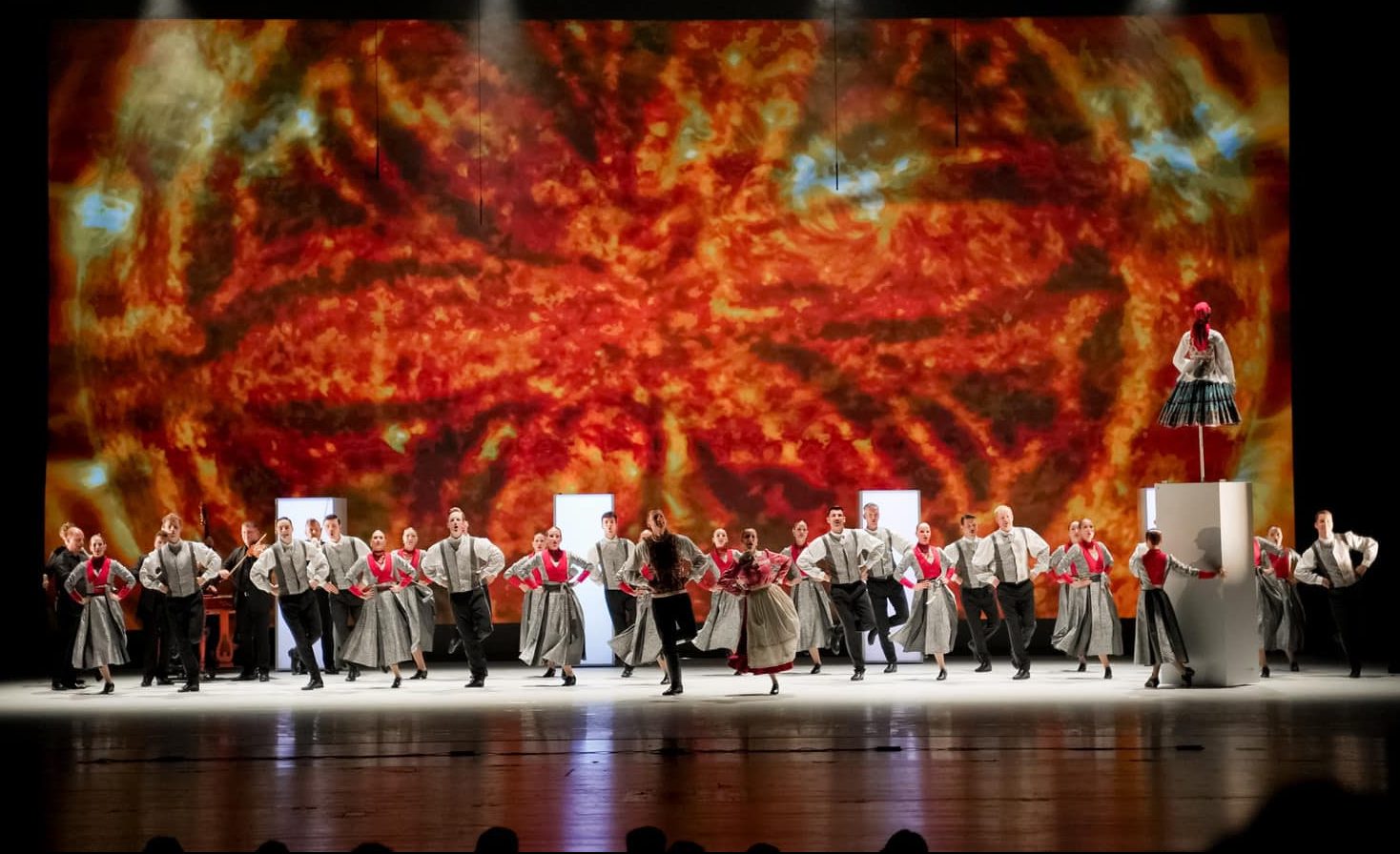Hungarian Folk Ensemble Performs Traditional Dance on the Great Wall of China