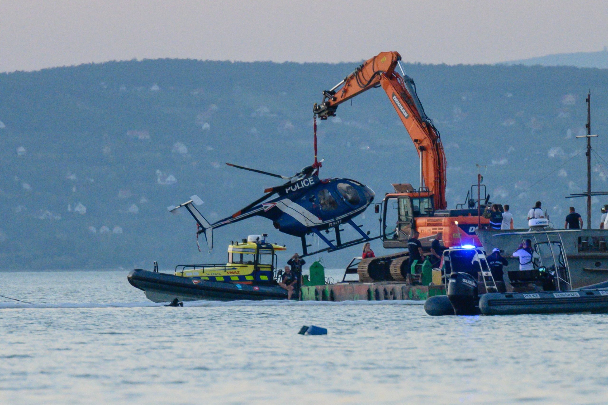 Police Helicopter Crashes into Lake Balaton